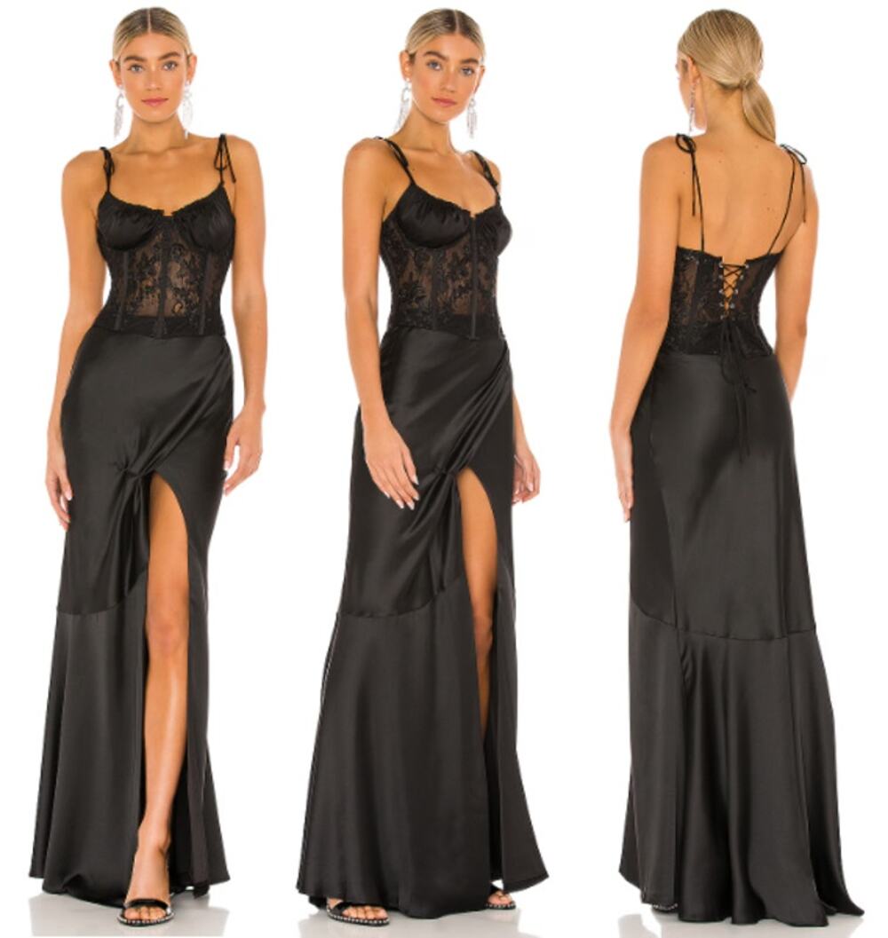 V. Chapman Calla Lily High Waisted High Slit Wrap Maxi Skirt Black Women's Sz 4